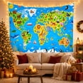 thumbnail image 3 of World Bright Representing with Ocean Continents Depicted, Adventurous Vintage for Nautical Decor Lovers, Wall Decor, Easter Gift, Tapestry Wall Hanging for Dorm and Living Room, 3 of 7
