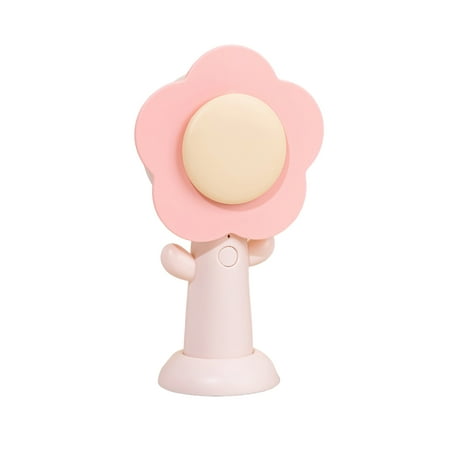 

iaksohdu 1 Set Portable Fan Hidden Blade Large Air Volume Turbo 3-Speed USB Charging Detachable Base Flower Handheld Fan Daily Life Supply