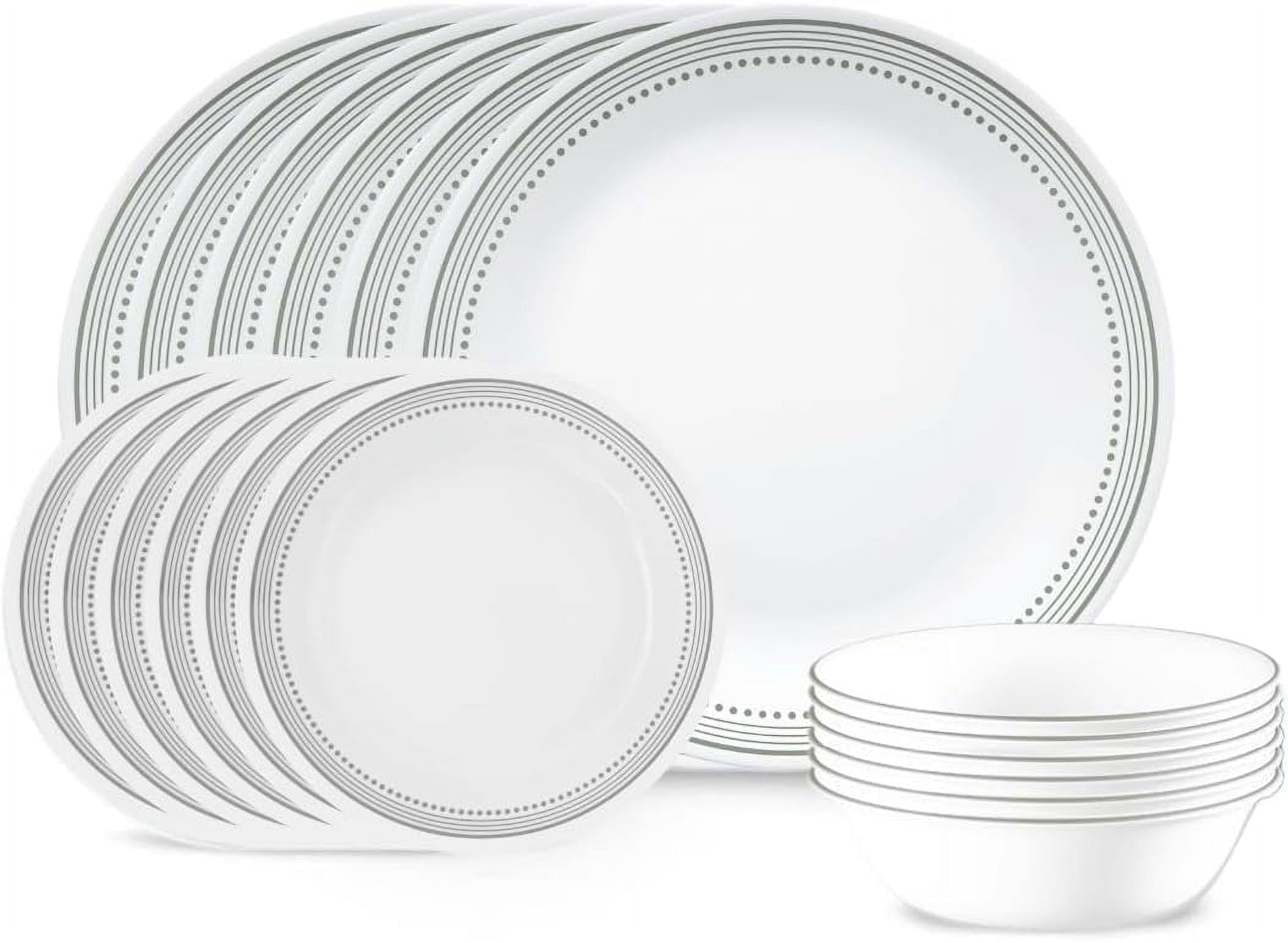 Corelle Mystic Gray 18-Piece Glass Dinnerware Set (Service for 6)