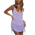 thumbnail image 2 of Honeeladyy women Swimwear Beach Loose Bikini Cover up Tops Women's Summer Beach Cover Up Sleeveless Backless Beach Knitted Sun Protection Clothes Seaside Vacation Knit Cover Up Skirt, 2 of 5
