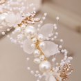 thumbnail image 3 of Boda flor cristal tocado flor niña diadema princesa perla bebé respiración corona nupcial oro accesorios para el cabello (blanco), 3 of 5