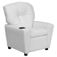 thumbnail image 2 of BizChair Contemporary White Vinyl Kids Recliner with Cup Holder, 2 of 13