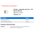 thumbnail image 2 of Oil Filter - Compatible with 1946 - 1949 Mercury Mercury 1947 1948, 2 of 2