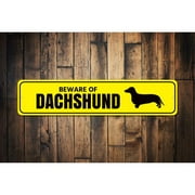 Dachshund Danger Novelty Sign, Metal Wall Decor - 4x18 inches
