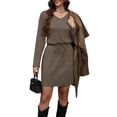 thumbnail image 3 of Qaspx Fall Dresses for Women V Neck Long Sleeve T Shirts Dress Casual A-line Sundresses, 3 of 5