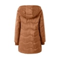 thumbnail image 4 of Womens Sherpa Lined Puffer Jacket Hooded Wave Quilted Full Zip Mid Length Padded with Poecets Warm Fall Winter Casual Outerwear, 4 of 9