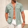 thumbnail image 3 of Zimjoy Mens Button Down Shirt Short Sleeve Casual Summer Beach Wedding Tops, Light Green XL, 3 of 4
