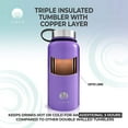 thumbnail image 2 of ALBOR Triple Insulated Water Bottle with Straw and 4 interchangeable lids Stainless Steel And Leak Proof 32 Oz Lilac, 2 of 7