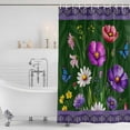 thumbnail image 3 of Spring Flowers Shower Curtain, Waterproof Shower Curtains for Bathroom, Boho Botanical Budding Garden Florals Washable Fabric Bathtub Curtain Set Bath Decor with 12 Hooks 48"x72", 3 of 8