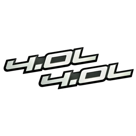 2 x (Pair / Set) 4.0L Liter Embossed SILVER on Black Highly Polished Silver Real Aluminum Auto Emblem Badge Nameplate for Chrysler Pacifica Town & and Country Ford Explorer Mustang Jeep Grand Wrangler