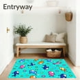 thumbnail image 3 of ODIKA 2'x3' Machine Washable Non-Slip Area Rug, Splash Parade Happy Marine Wildlife Celebration High Traffic Rug with Pad, Turquoise, 723966, 3 of 8