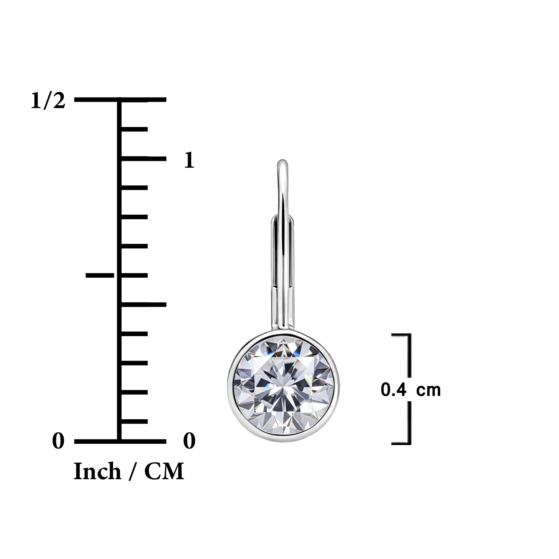 JeenMata 0.50 Carat Lab Grown Diamond Bezel Set Leverback Drop Earring - in 18K White Gold Plating Earrings for Women, Gift for Girlfriend, Mother, Her