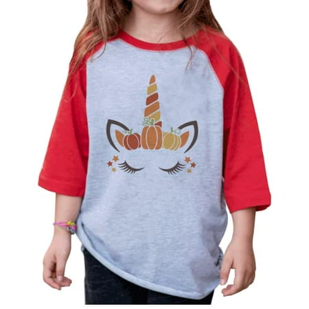 

7 ate 9 Apparel Kids Happy Halloween Shirts - Pumpkin Unicorn Face - Red Shirt 18 Months