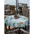 thumbnail image 2 of Outdoor Tablecloth with Umbrella Hole for Patio/Picnic/Party/Camping, Coastal Starfish Waterproof Table Cloth Round Cover Washable, Nautical Ocean Creature Eucalyptus Leaf (Dia 54"), 2 of 8