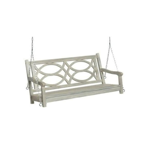 Jack Post Pisces 4 Ft. Indonesian Hardwood Porch Swing with Gray Wire Finish