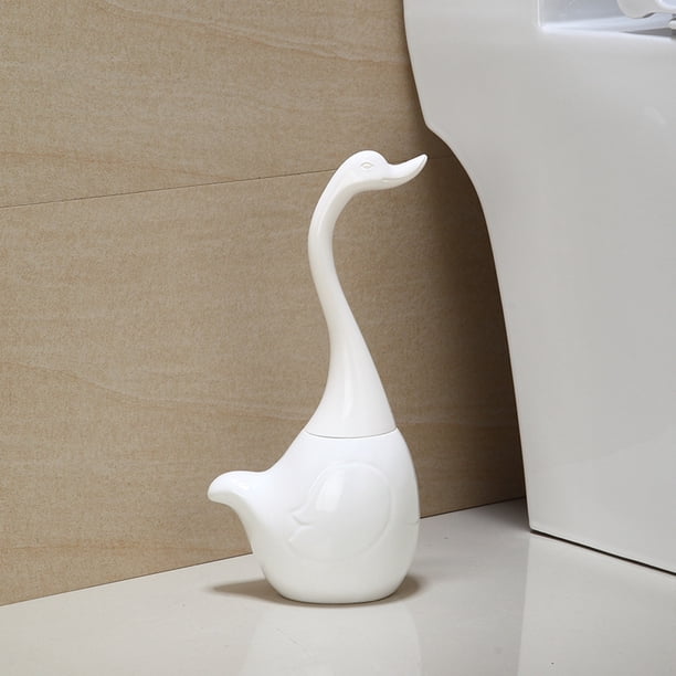 Juego de cepillos de baño con base de cerámica y mango de plástico, forma creativa de cisne, suministros para el baño, inodoro para el baño