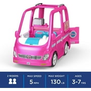 12V Power Wheels Barbie Dream Camper Battery-Powered Ride-On with Music Sounds & 14 Accessories