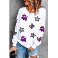 thumbnail image 4 of Women's White Sequin Mardi Gras Graphic Crewneck Sweatshirt - Fun & Casual Style - [ZhiHiMeRi] | (US 20-22)2XL, 4 of 6