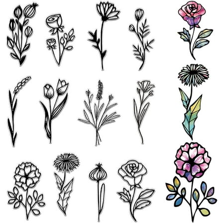 Vintage Flowers Clear Stamps