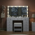 thumbnail image 5 of Yanosaku Modern Lighted Vanity Stool with Mirror, 12 LED Lights, Storage Drawers, Adjustable Brightness, 5 of 8