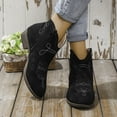 thumbnail image 2 of Leozcaa Women's Cowboy Cowgirl Western Boots Embroidered Stitched Ankle Boots Chunky Heel Short Booties, 2 of 8