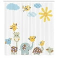 thumbnail image 3 of Ambesonne Cartoon Shower Curtain, Jolly Jungle Creatures, 69"Wx70"L, Pale Green Pale Blue, 3 of 3
