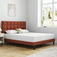 thumbnail image 2 of Queen Bed Frame, Queen Size Platform Bed With Fabric Upholstered Headboard, Red, 2 of 5
