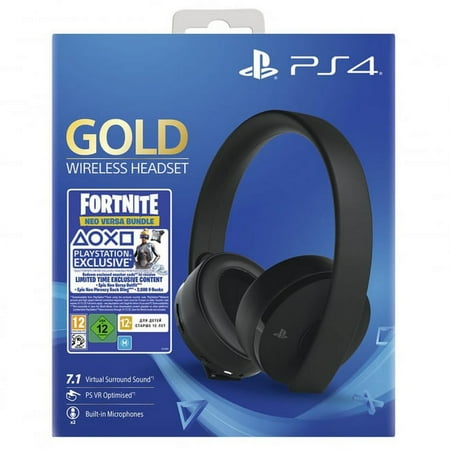 Sony Playstation 4 Fortnite Gold Wireless Headset Bundle, Jet Black