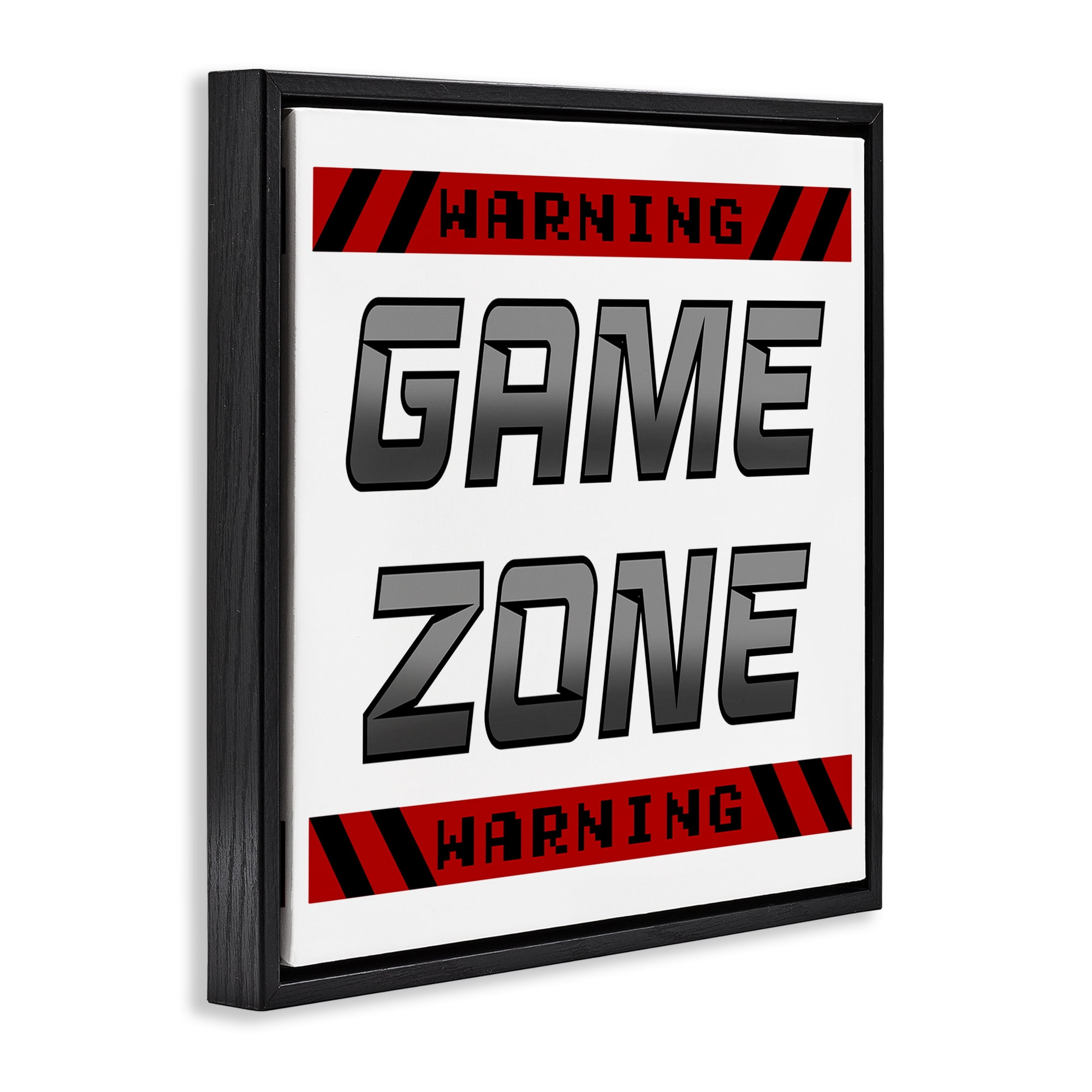 Stupell Industries Game Zone Warning Black Framed Floater Canvas Wall Art, design by Marcus Prime