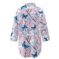 thumbnail image 5 of Xoenoiee Butterfly Cherry Blossom Print Women Beach Cover Ups Shirt V Neck Button Down Swimsuit Coverup Summer Swimwear Long Sleeve Cover Up Dress Plus Size, M, 5 of 7