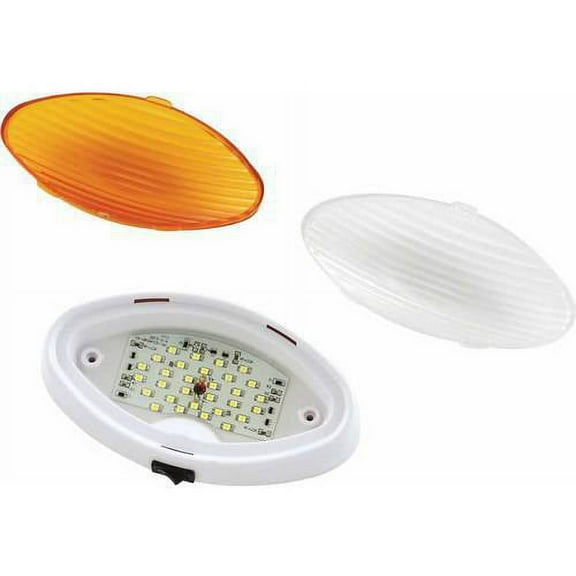 Green LongLife 12V LED Oval Porch Light with White Base