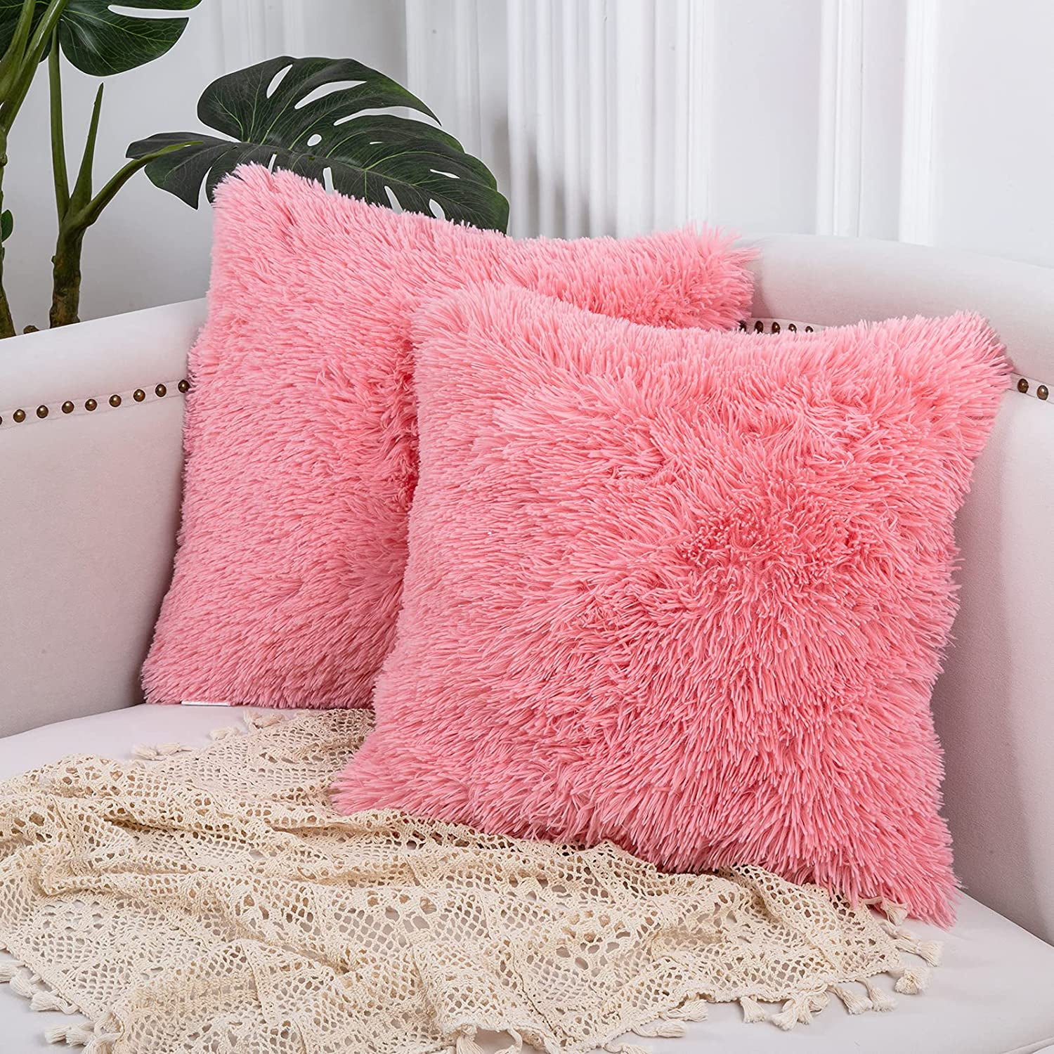 Details about   Luxury Fluffy Fur Cushion Covers Soft Pillow Case Plush Home Sofa Decoration NEW 