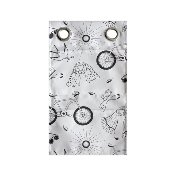 Spring Hanging Pocket Organizer, Monochrome Bicycle Dove Olive Branch Peace Sun Warm Season Composition, Printed Polyester Storage Bag with Pockets, 9" x 27", Charcoal Grey and White