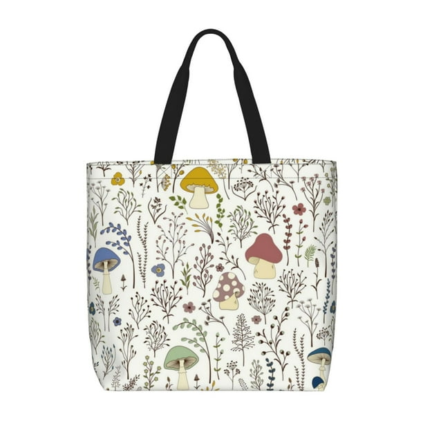 Balery Colorful Mushrooms and Plants Bolsa de Mano para Mujeres con Cremallera, Bolsa de Gimnasio con Compartimentos, Bolsa para Laptop, Bolsa para Trabajo