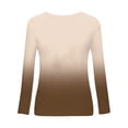 thumbnail image 4 of YWDJ Shirts for Women Graphic Tees Long Sleeve Dip Dye with Crew Neck Long Sleeve Khaki M, 4 of 5