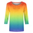 thumbnail image 3 of Birdeem T-Shirt Mode Femme Imprimé Ample Manches 3/4 Blouse Col Rond Hauts Décontractés, 3 of 12