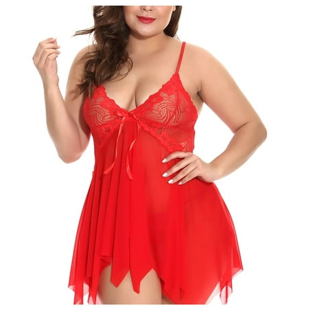 

TQWQT Plus Size Lingerie Babydoll Chemise Lace Sleepwear Boudoir Exotic Nightgowns Bridal Nightdress Outfit
