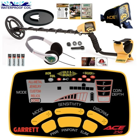 Garrett Ace 250 Discover Package with Protective Coil Cover, Rain Cover and Treasure Sound