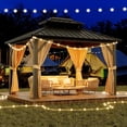 thumbnail image 6 of Hardtop Outdoor Gazebo – Galvanized Double Roof, 6 Sizes & Custom Colors for Patio/Garden (Black/Woodgrain Pillars), 6 of 7