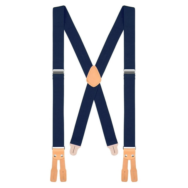 "Buyless Fashion Butten End Logger Work Suspenders for Men - 48"" Adjustable Straps 1 1/4"" - X Shape"