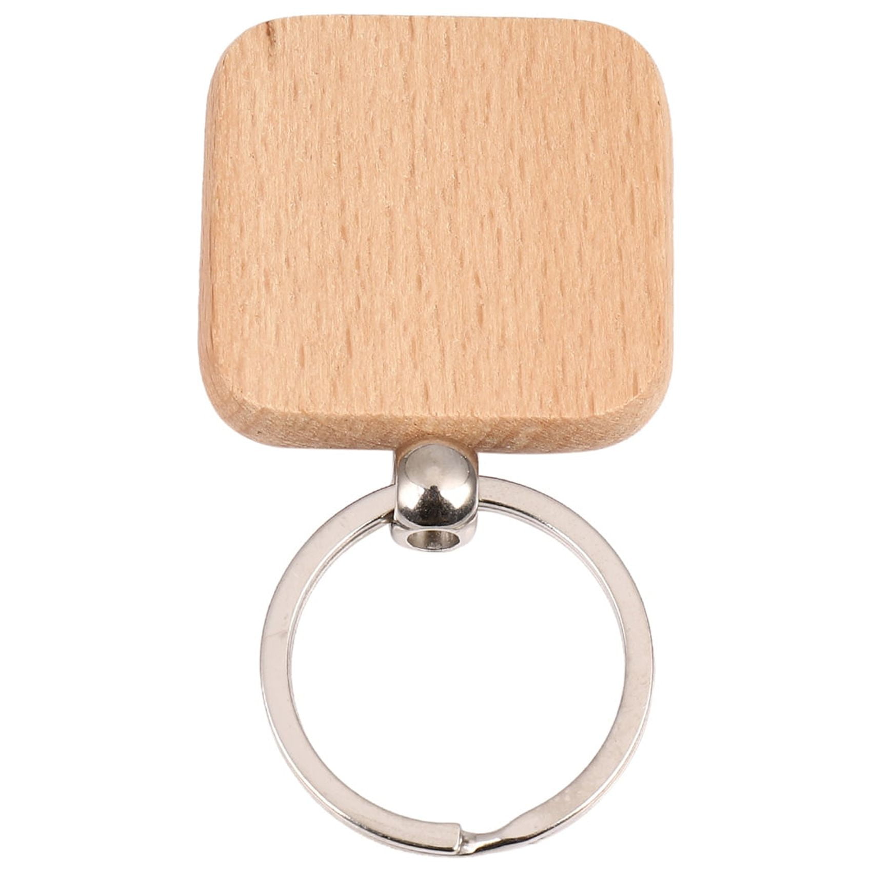60Pcs Blank Square Wooden Keychain DIY Key Tag Gift