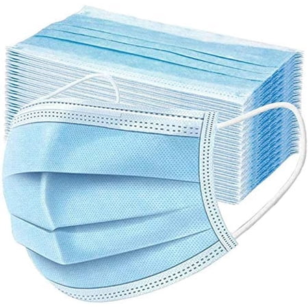 HealthSmart Disposable 3 Layer Face Mask with Ear Loops for Single Use, 50 Count