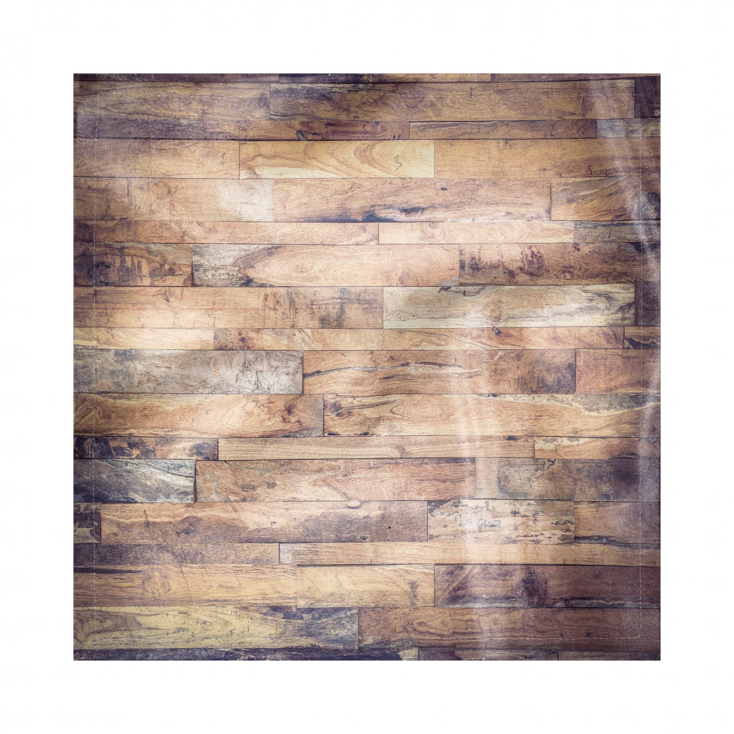 Rustic Wood Decorative Satin Napkins Set of 4, Arrangement with Planks Earthy Toned Image Old