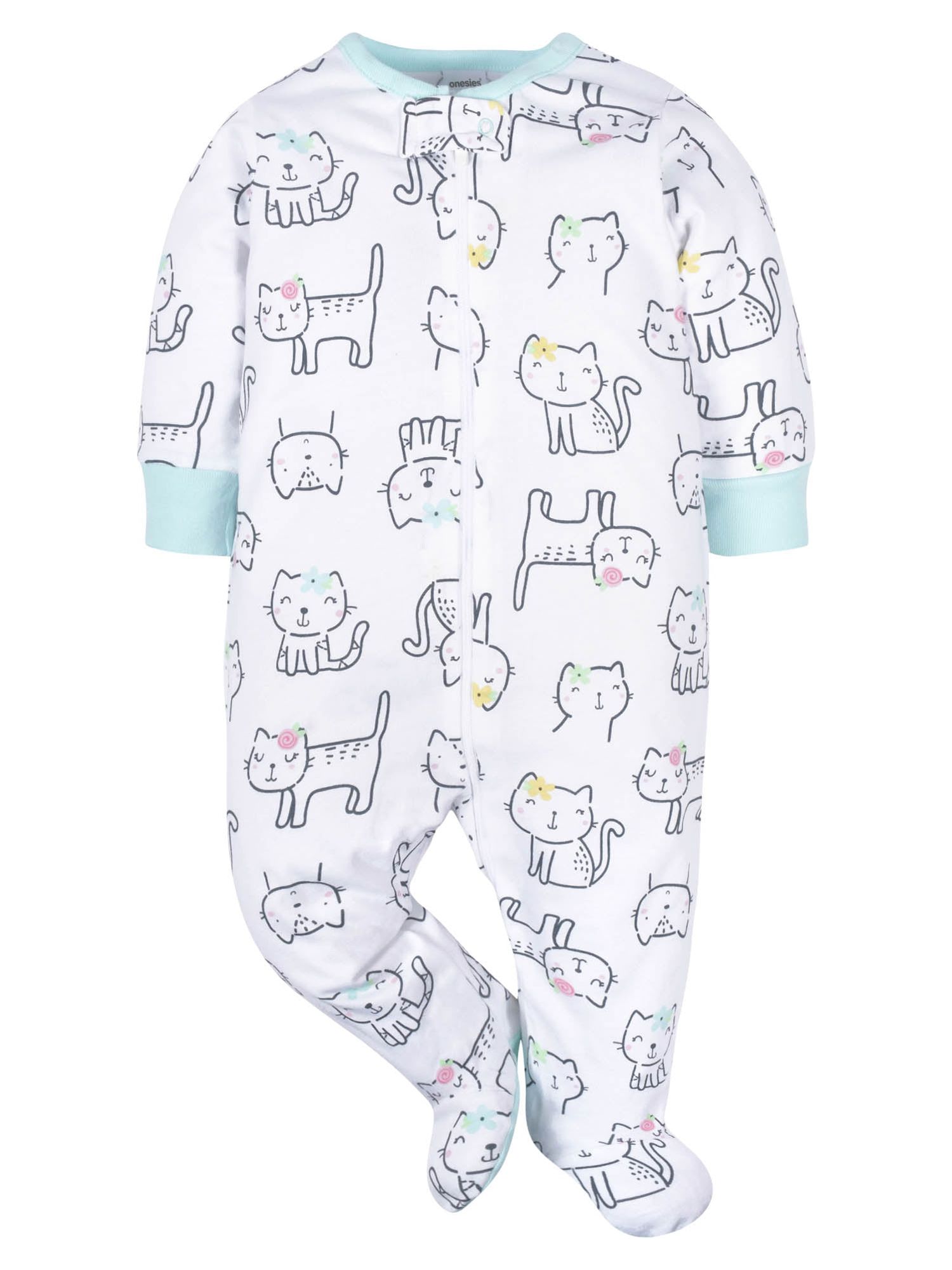 Onesies Brand Baby Girl Sleep 'n Play Footed Pajamas, 4-Pack, Sizes Newborn-6/9M - image 3 of 8