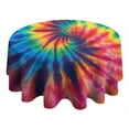 thumbnail image 4 of Colorful Rainbow Tie Dye Spiral Pattern Round Tablecloth 60"x60",Wrinkle Wipeable Table Cloth for Kitchen Dining Room Picnic Patio Party, 4 of 6