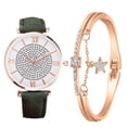 thumbnail image 1 of Xihbxyly Venta de liquidación Conjunto de reloj de cuarzo con pulsera de estrella y esfera de diamantes con anillo interior y correa para mujer, 1 of 4
