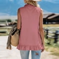 thumbnail image 7 of TGSLY Sleeveless Halter Tank Tops for Women Scalloped Deep V Neck Solid Color Blouses Loose Flowy Fit Ruffle Hem Boho Casual Style Shirts S, 7 of 7