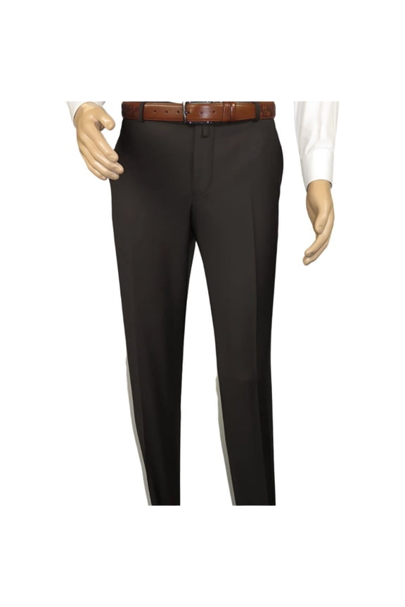Men's MONO Turkey Slacks 100% Wool Plain Front Slim Fit 2502-11 D. Brown