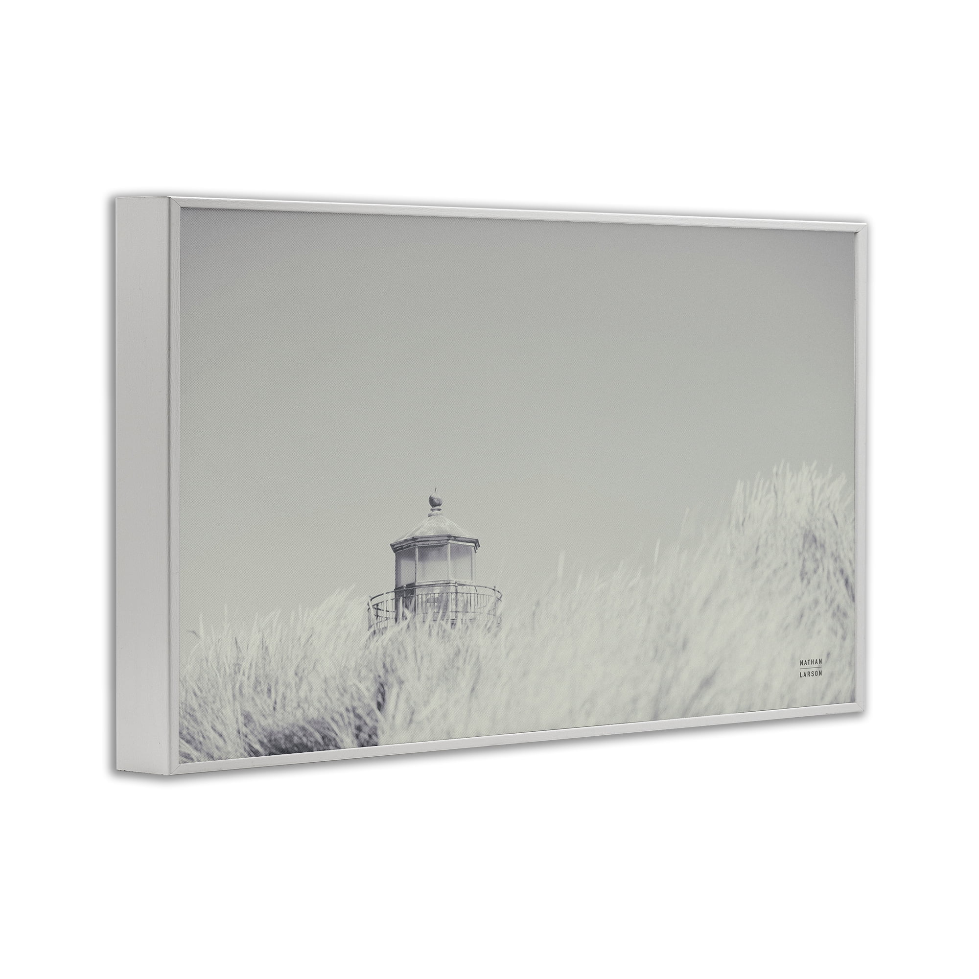 Stupell Industries Grey Lighthouse View Landscape Photography White Framed Art Print Wall Art, 24 x 16