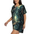 thumbnail image 2 of Balery Enchanted Forest Skull Path Pattern Womens Pajama Sets 2 Piece Soft Short Sleeve Top and Shorts Sleepwear Round Neck Pjs Lounge Set with Pockets-Medium, 2 of 7